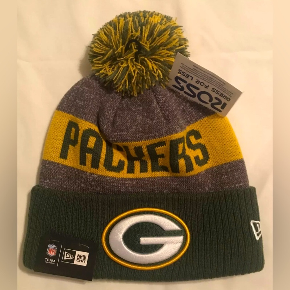 NEW! New Era NFL Green Bay Packers Logo Pom Knit Beanie Hat